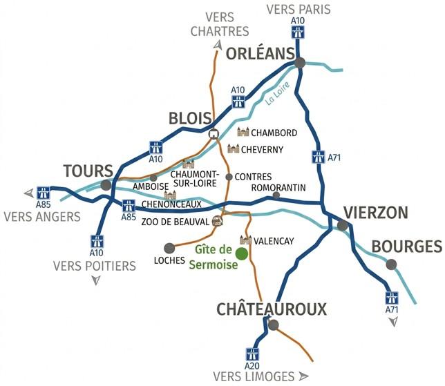 Accès au gîte de Sermoise